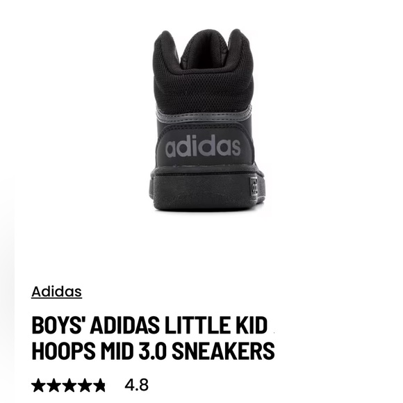 Adidas Kids Black Mid-Top Hoops 3.0K Basketball Sneakers - Picture 8 of 8